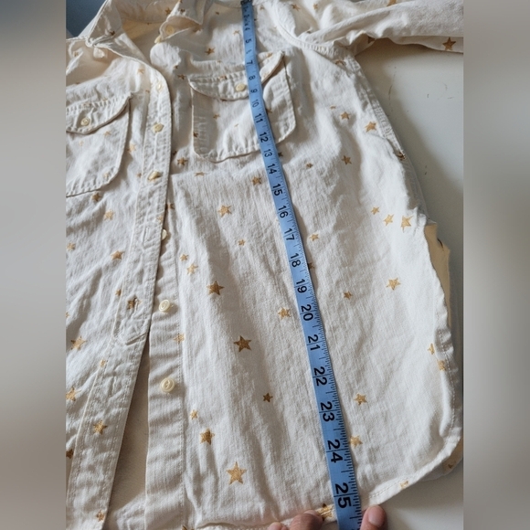 J.Crew Women's Metallic Gold Star Print Button-down Shirt Size XXS Ivory - Picture 10 of 10